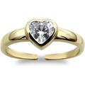 Forever Mine Fine Jewellery Company Solid 9ct Yellow Gold Adjustable Toe Ring with a Sparkey rub over set Cubic Zirconia Heart Gift Boxed