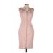 Calvin Klein Cocktail Dress - Party V-Neck Sleeveless: Pink Solid Dresses - Women's Size 8