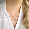 Pink Quartz Necklace, Gold Pendant, Teardrop Dainty Necklace Gold, Sapphire & Navy