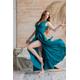 Emerald Linen Wrap Dress, Plus Size Clothing, Women Blue Green Linen Sundress, Maxi Long Dress
