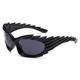 Spike Rectangle Sunglasses Women Vintage Hip Hop Punk Wrap Around Sun Glasses Men Sports Shades,C2,Matte Black,one size