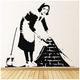 azutura Maid Banksy Wall Sticker available in 5 Sizes and 25 Colours Silver Metallic