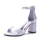 VACSAX Women's Chunky Block Heels Round Open Toe Back Zipper Satin Heeled Sandals Pumps Shoes for Wedding Party Evening,white,8 UK
