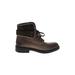 Ankle Boots: Combat Chunky Heel Boho Chic Brown Shoes - Women's Size 39 - Round Toe