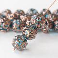 12mm Round -Handmade Glass Beads - Czech Lampwork Aquamarine 2, 4 Or 8 Beads