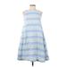 J. McLaughlin Casual Dress - A-Line High Neck Sleeveless: Blue Stripes Dresses - Women's Size X-Small