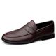 HJGTTTBN Leather Shoes Men Mens Casual Genuine Leather Shoes Spring Summer Comfortable Flat Walking Loafers Men Black Brown Retro Mens Slip on Boat Shoes (Color : Brown, Size : 11.5 UK)