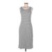 BB Dakota Casual Dress - Sheath Scoop Neck Sleeveless: Gray Stripes Dresses - Women's Size Medium