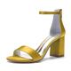 VACSAX Women's Chunky Block Heels Round Open Toe Back Zipper Satin Heeled Sandals Pumps Shoes for Wedding Party Evening,yellow,2 UK