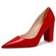 【You need to measure the length of your feet before ordering】 Women's Pumps - High Heel Closed-Toe Pointed Toe 32-CHC-19, Red B, 6.5 UK