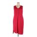 Lane Bryant Casual Dress - Sheath V Neck Sleeveless: Red Print Dresses - Women's Size 18 Plus