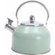 2.5L Whistling Stove Top Tea Kettle,Loud Whistling Kettle for Boiling Water Coffee or Milk,304 Stainless Steel Mint Green Kettle with Ergonomic Handle Green-2.5L