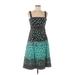 Kim Rogers Casual Dress - A-Line Square Sleeveless: Teal Polka Dots Dresses - Women's Size 6