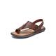 HJGTTTBN Sandals Men Men's Sandals Genuine Leather Men Summer Shoes Leisure Slippers Flip-Flops Men Comfortable Footwear Soft Sandal (Color : Khaki, Size : 6.5 UK)