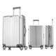 ZNBO 20 inch Carry on Suitcase Aluminum Luggage,Trolley PC Trolley Hardside Spinner Luggage Double TSA Locks, Zipperless Luggage Hegent,Silver,29