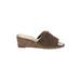 Vince Camuto Mule/Clog: Slip On Wedge Boho Chic Brown Shoes - Women's Size 5 1/2 - Open Toe