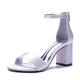 VACSAX Women's Chunky Block Heels Round Open Toe Back Zipper Satin Heeled Sandals Pumps Shoes for Wedding Party Evening,white,2 UK