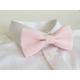 Light Pink Linen Wedding Bowties & Pocket Squares - Groomsmen Pre-Tied Bowtie Pale