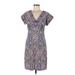 Laundry by Design Casual Dress - Mini V Neck Short sleeves: Purple Dresses - Women's Size Medium