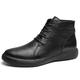 Ninepointninetynine Dress Oxford Shoes for Men Lace Up Round Toe Derby Shoes Faux Leather Rubber Sole Non Slip Anti-Slip Low Top Block Heel Business (Color : Black-High top, Size : 7.5 UK)