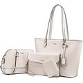 HJGTTTBN Handbags for women Tote Bag for Women, Fashion Handbags Purse with Water Resistant Leather Wallet Crossbody Satchel Bag Hobo for Daily Travel,3pcs Set (Color : White)