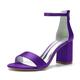 VACSAX Women's Chunky Block Heels Round Open Toe Back Zipper Satin Heeled Sandals Pumps Shoes for Wedding Party Evening,dull purple,2 UK