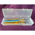 Plastic Box - 450Ml 26 X 8 3.8cm For Artists/Students/Pens/Paint/Brushes Art/Craft Storage Pencil Case Hinged Lid Hanging Tab