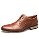 HJGTTTBN Leather Shoes Men Men's Cowhide Leather Shoes Rubber Soles Wood Heels Leather Men's Real Leather Shoes. (Color : Orange, Size : 9)