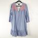 J. Crew Dresses | J. Crew Leda Railroad Striped Embroidered Long Sleeves Ruffle Hem Dress, Size Xl | Color: Blue/White | Size: Xl