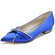 LRMYMHY Women's Pointed Toe Satin Wedding Shoes for Bride Rhinestones Slip on Bridal Shoes Closed Toe Ballet Flats Pumps,Blue,10 UK