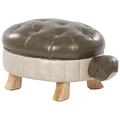 Beliani Kids Animal Stool Faux Leather Pouffe Wooden Legs Playroom Green Turtle