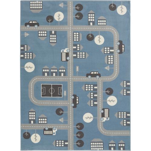 Teppich HANSE HOME ""Town"" Teppiche Gr. B: 80cm, 0,9mm, L: 150cm, blau (himmelblau) Kinder Kurzflor, Kinderteppich, Spielteppich, Straßen Design, Kinderzimmer