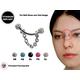 Curved Nose Bridge Piercing With Disco Ball Crystal & Steel Chain Titanium 18G 16G 14G Bent Bar Also For Eyebrow, Lip Barbell
