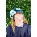 Blue Flower Fascinator Headband, Headpiece, Special Occasion Races Hat, Turban Headband With Flowers, Head Wrap