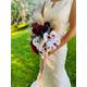 Cascade Wedding Bouquet, Burgundy Bridal Pampas Grass Rose Orchid Faux Flower