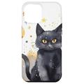 Hülle für iPhone 15 Plus Aquarell Weihnachtskugeln Schwarze Katze