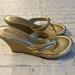 Lilly Pulitzer Shoes | Lilly Pulitzer Wedge Heel Thong Leather Sandals Gold Color Womens Size 8m | Color: Gold | Size: 8