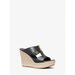 Michael Kors Shoes | Michael Michael Kors Bradley Leather Wedge Sandal 9.5 Black New | Color: Black | Size: 9.5