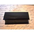 Antique Ebony Box - Beautiful Black Wooden Hinged With Blue Velvet Lining & Dove Tailed Joints