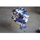 Faux Plum Blue & White Wedding Bouquets, Designed in Real Touch Artificial Flowers, Roses, Orchids, Calla Lilies, Starfishes, Crystals