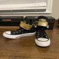 Converse Shoes | Black And Gold High Top Converse | Color: Black/Gold | Size: 6