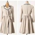 Anthropologie Jackets & Coats | Anthropologie Elevenses Fair Lady Trench Coat Butterfly Lined Size 4 | Color: Blue/Cream | Size: 4