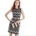 J. Crew Dresses | J. Crew Black Cream Gray Ikat Diamond Print Fitted Tailored Sheath Shift Dress 0 | Color: Black/Cream | Size: 0