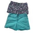 American Eagle Outfitters Shorts | 2 Pair American Eagle Outfitters Women's Stretch Midi Shorts Green And Floral | Color: Green | Size: 4