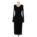Marine Layer Casual Dress - Midi Scoop Neck Long sleeves: Black Print Dresses - Women's Size Medium
