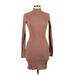 Lulus Casual Dress - Bodycon High Neck Long sleeves: Brown Solid Dresses - New - Women's Size Medium