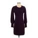 Tommy Bahama Casual Dress - Mini Crew Neck Long sleeves: Purple Solid Dresses - New - Women's Size Small