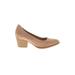 SOUL Naturalizer Heels: Pumps Chunky Heel Casual Tan Solid Shoes - Women's Size 7 1/2 - Almond Toe