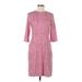 J. McLaughlin Casual Dress - Sheath High Neck 3/4 sleeves: Red Plaid Dresses - Women's Size Medium