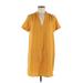 Lush Casual Dress - Shift V-Neck Short sleeves: Yellow Solid Dresses - Women's Size Medium